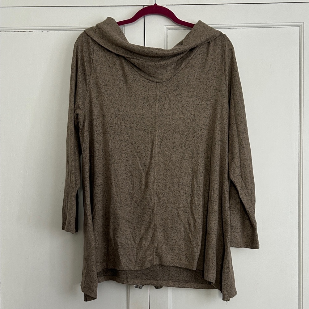 Cozy Taupe Oatmeal Women's Cowl Neck Sweater Tunic